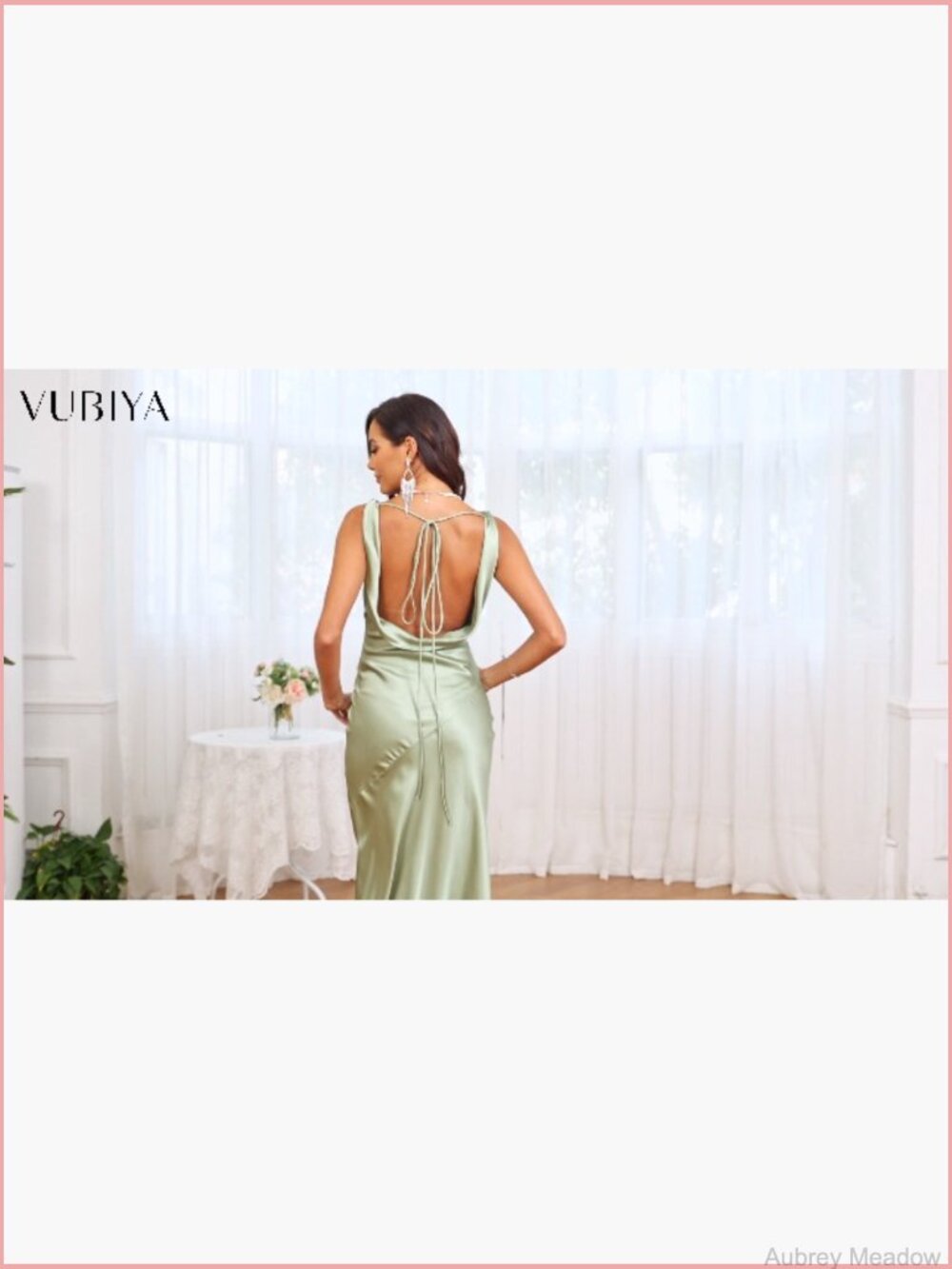Elegant Satin V Neck Backless Maxi Dress Formal Wedding Guest - Picture 6 of 7